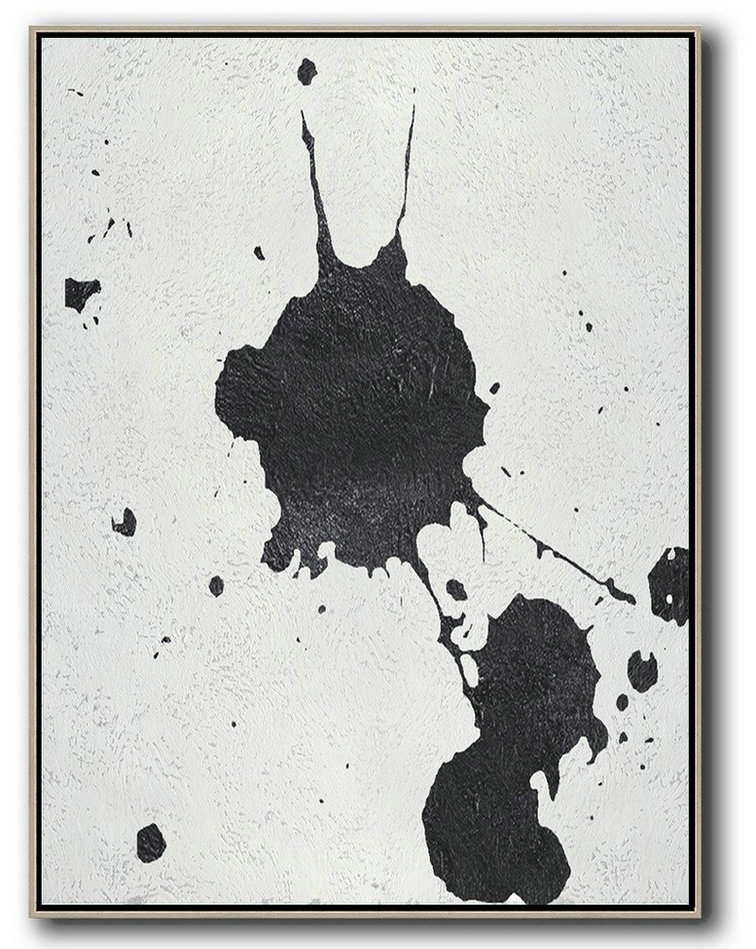 Hand Made Abstract Art,Black And White Minimal Painting On Canvas - Acrylic Painting Canvas Art